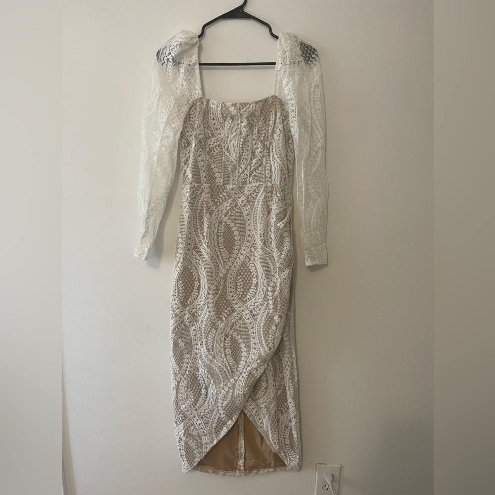 Saylor White Lace Midi Dress